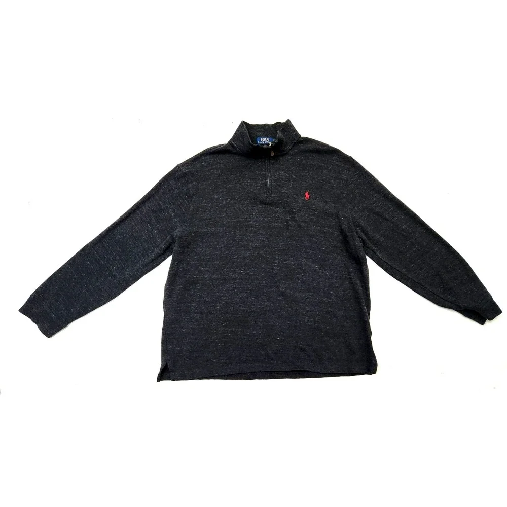 Polo Ralph Lauren Estate Rib 1/4 Zip Pullover Sweater Men's XL Gray Charcoal
